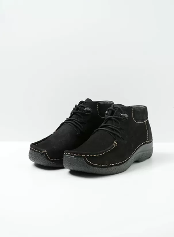 Veterschoenen<Wolky Seamy Moc zwart nubuck