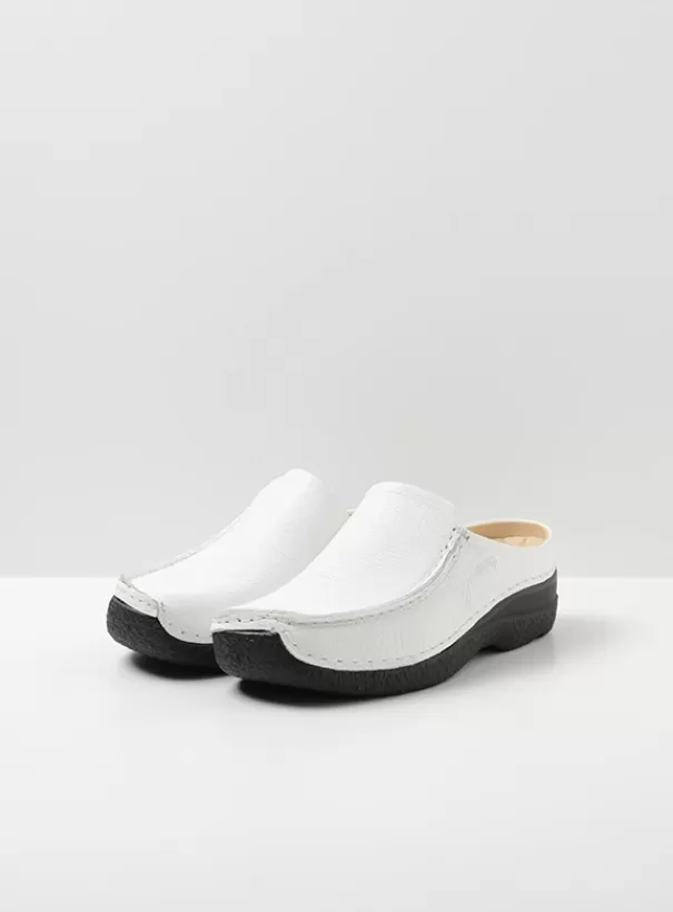 Slippers | Voorjaar/zomer 2024<Wolky Seamy Slide wit geprint leer