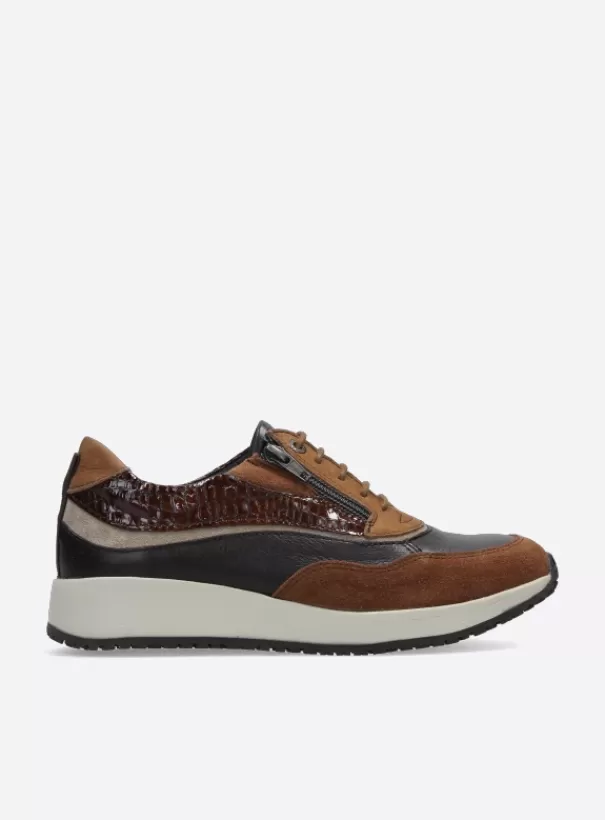 Sneakers | Veterschoenen<Wolky Sprint cognac combi leer