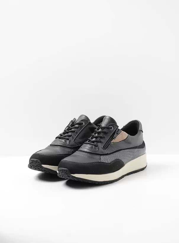 Sneakers | Veterschoenen<Wolky Sprint zwart combi leer