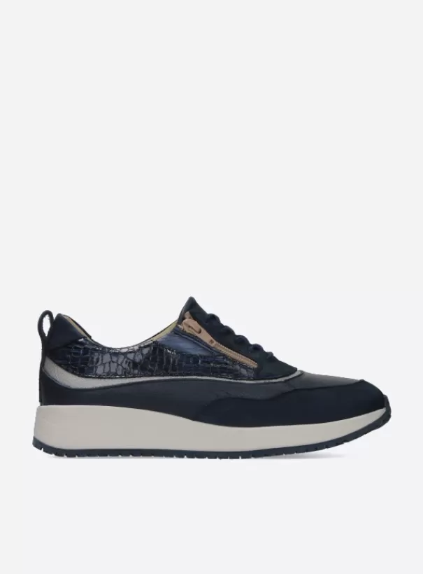 Sneakers | Veterschoenen<Wolky Sprint blauw/zilver combi leer