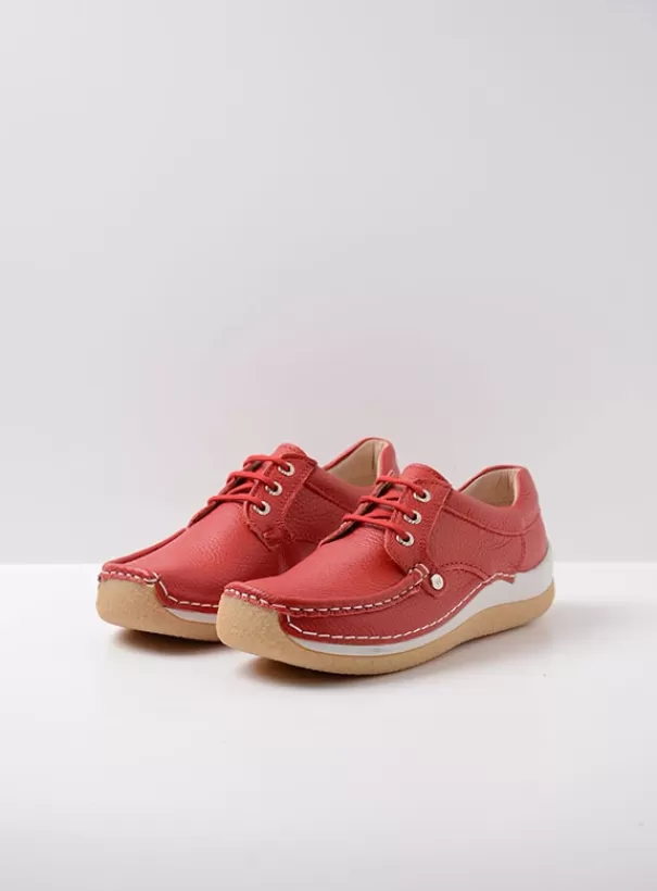 Sneakers | Veterschoenen<Wolky Taranta rood leer